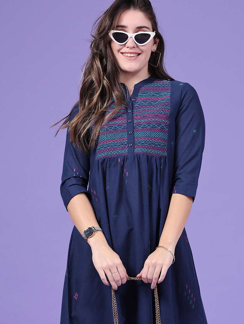 Women Printed Three Quarter Sleeves A-line Dress - 22438322 -  Standard Image - 5
