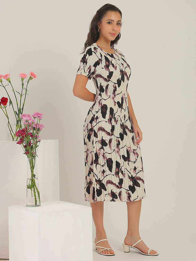 women floral polyester a-line midi dress - 22438426 -  Standard Image - 5