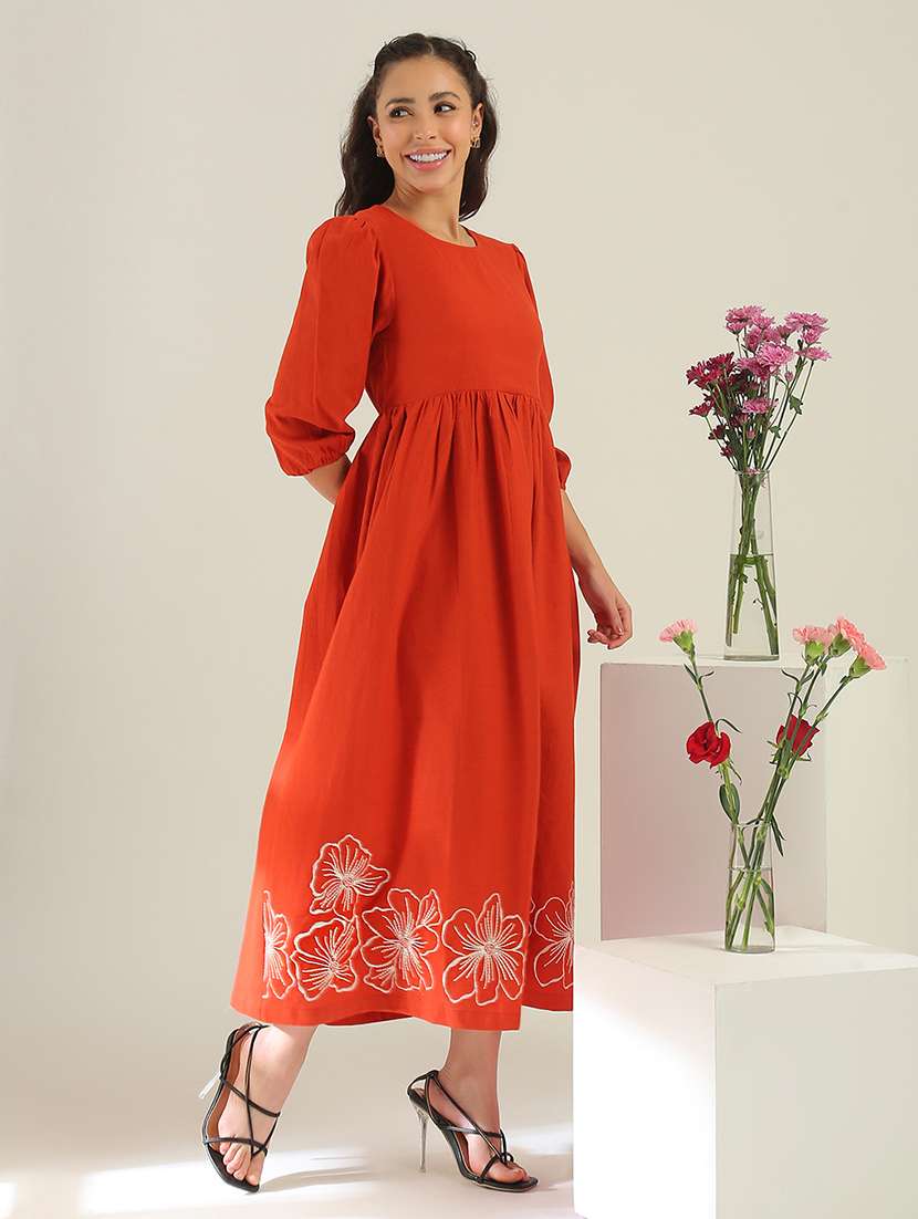 women floral cotton fit & flare midi dress - 22438430 -  Standard Image - 3