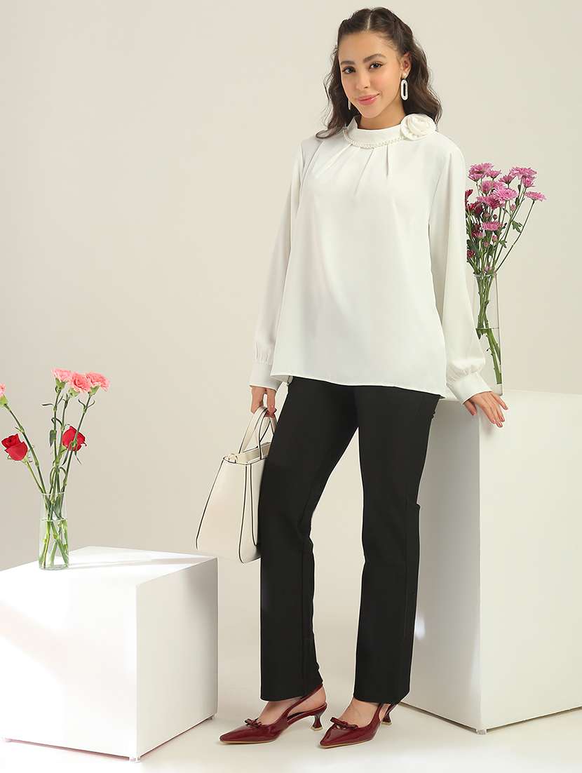 Women White Polyester Regular Top - 22438434 -  Standard Image - 5