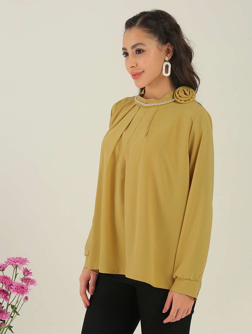 Women Yellow Polyester Regular Top - 22438435 -  Standard Image - 3