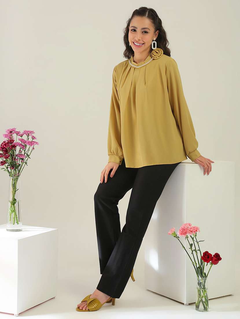 Women Yellow Polyester Regular Top - 22438435 -  Standard Image - 5