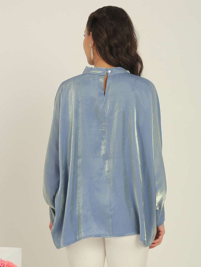women blue polyester regular top - 22438439 -  Standard Image - 3