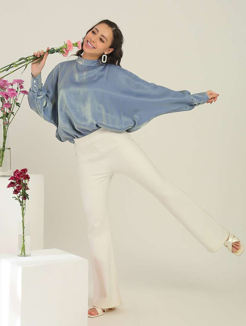 women blue polyester regular top - 22438439 -  Standard Image - 5