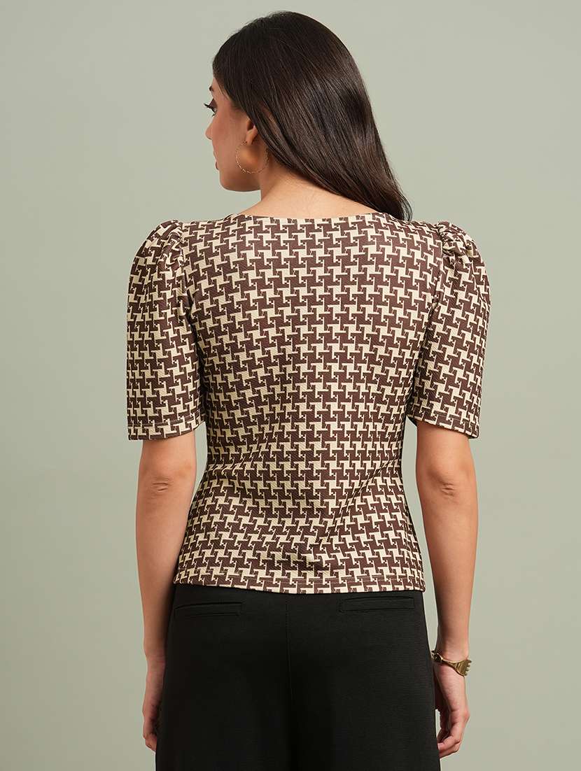 women brown polyester regular top - 22438449 -  Standard Image - 3
