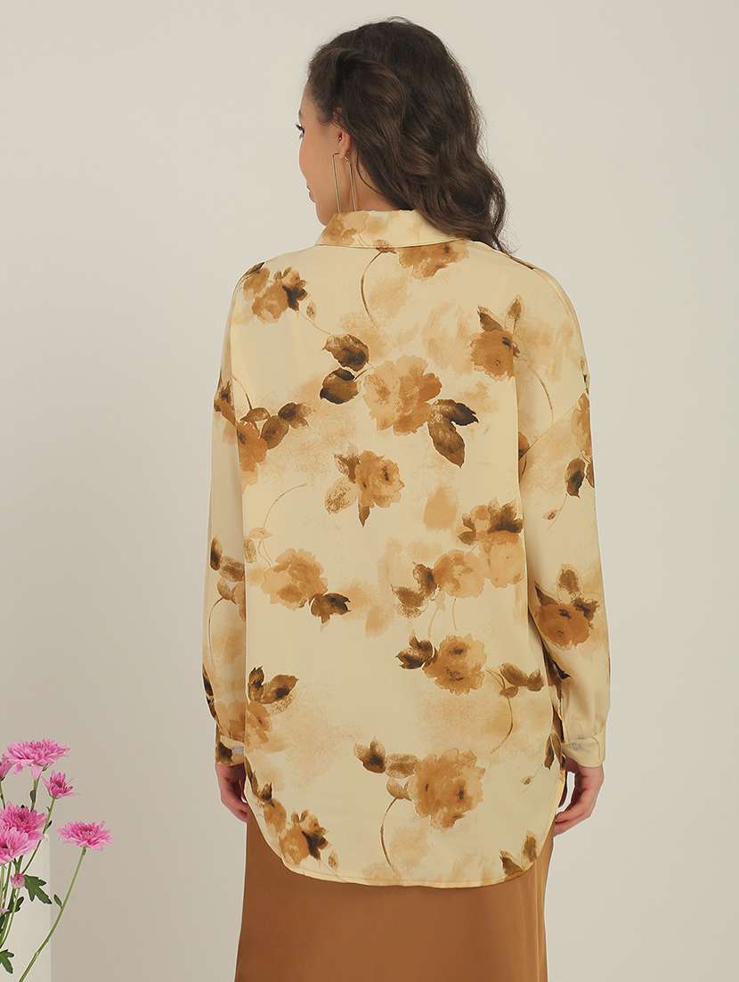 women beige polyester regular shirt - 22438454 -  Standard Image - 3