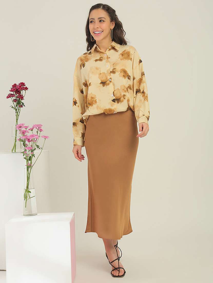 women beige polyester regular shirt - 22438454 -  Standard Image - 5