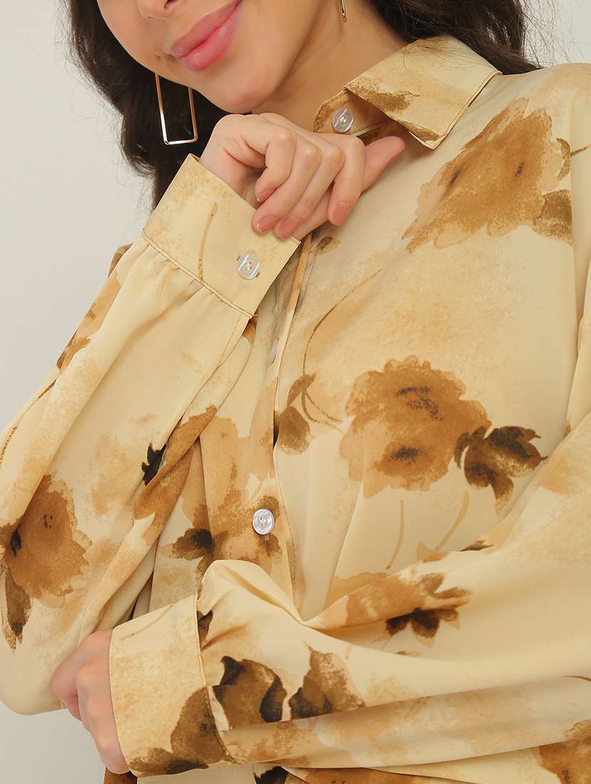 women beige polyester regular shirt - 22438454 -  Standard Image - 5