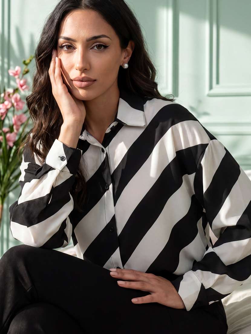 women charcoal polyester regular shirt