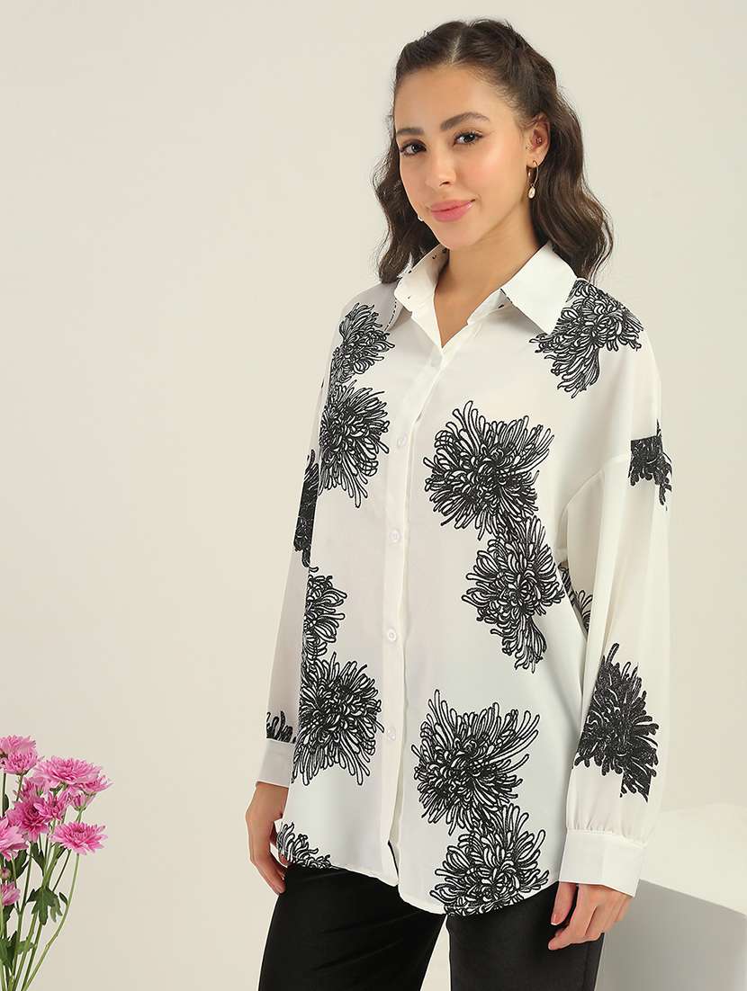 Women White Polyester Regular Shirt - 22438457 -  Standard Image - 3