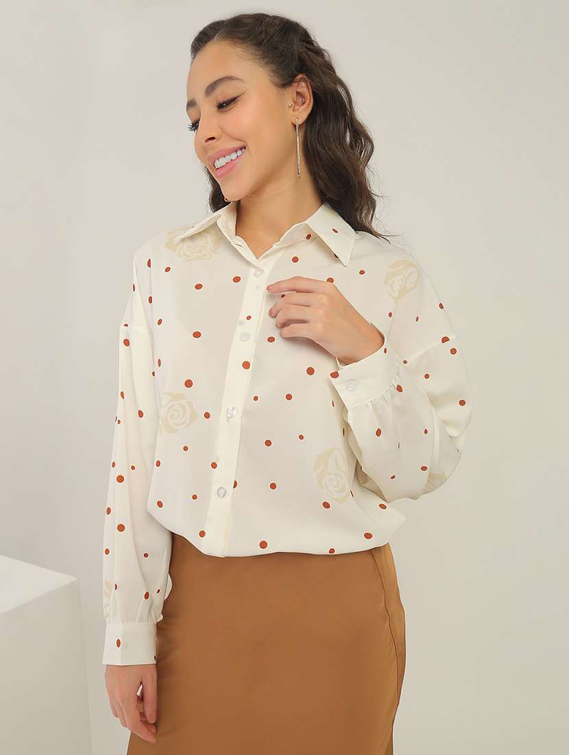 women brown polyester regular shirt - 22438459 -  Standard Image - 3