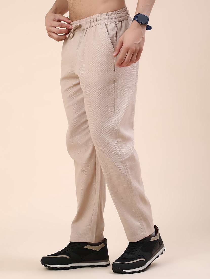 beige cotton  full length track pant - 22438576 -  Standard Image - 3
