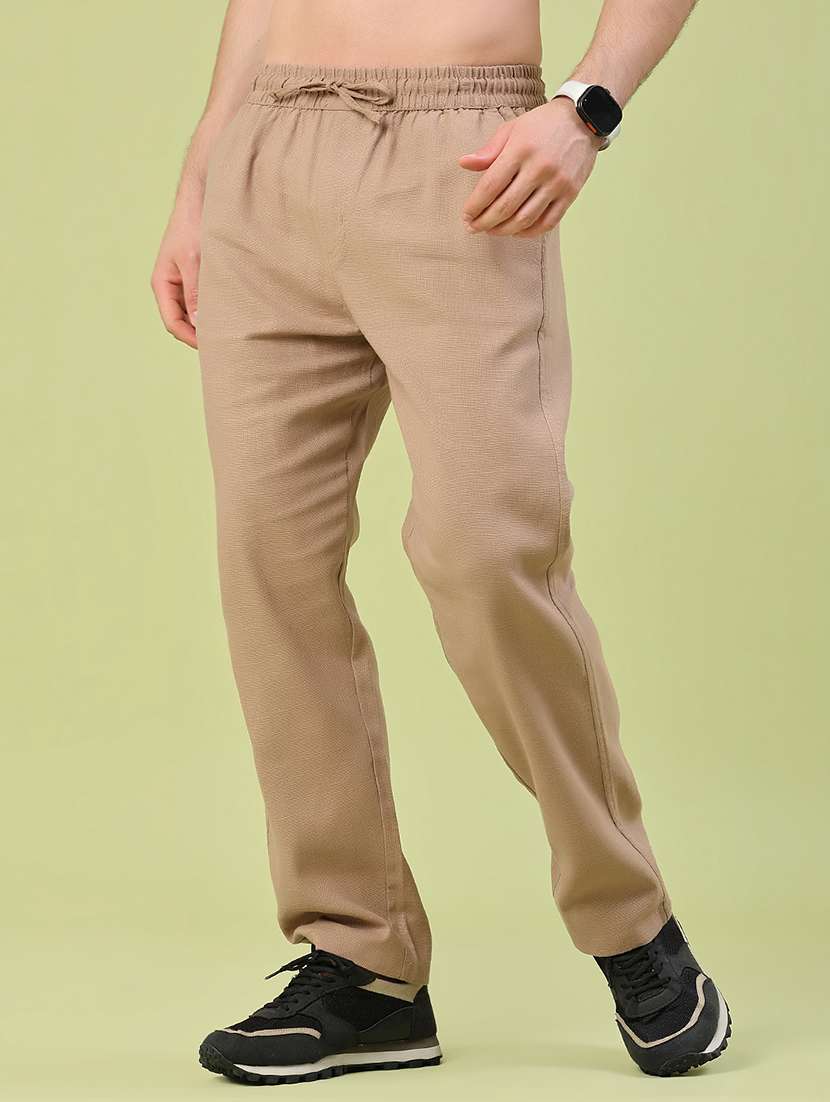 men solid mid rise full length track pant - 22438577 -  Standard Image - 3