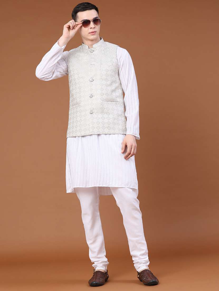 men self design mandarin neck nehru jacket - 22438648 -  Standard Image - 5