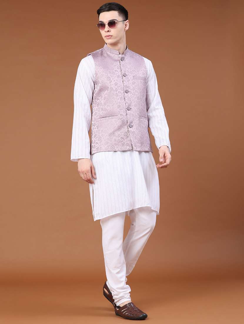 men self design mandarin neck nehru jacket - 22438649 -  Standard Image - 5