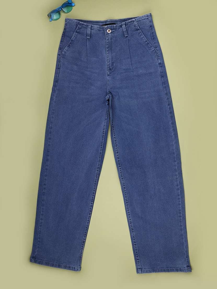 girls washed mid rise straight fit jeans