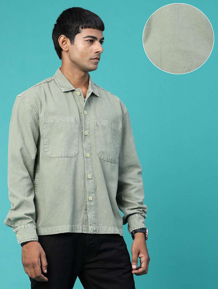 Men Solid Long Sleeves Regular Fit Denim Jacket - 22438750 -  Standard Image - 3