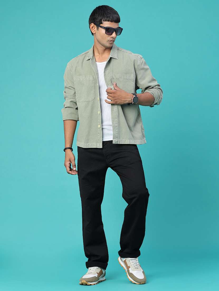 Men Solid Long Sleeves Regular Fit Denim Jacket - 22438750 -  Standard Image - 5