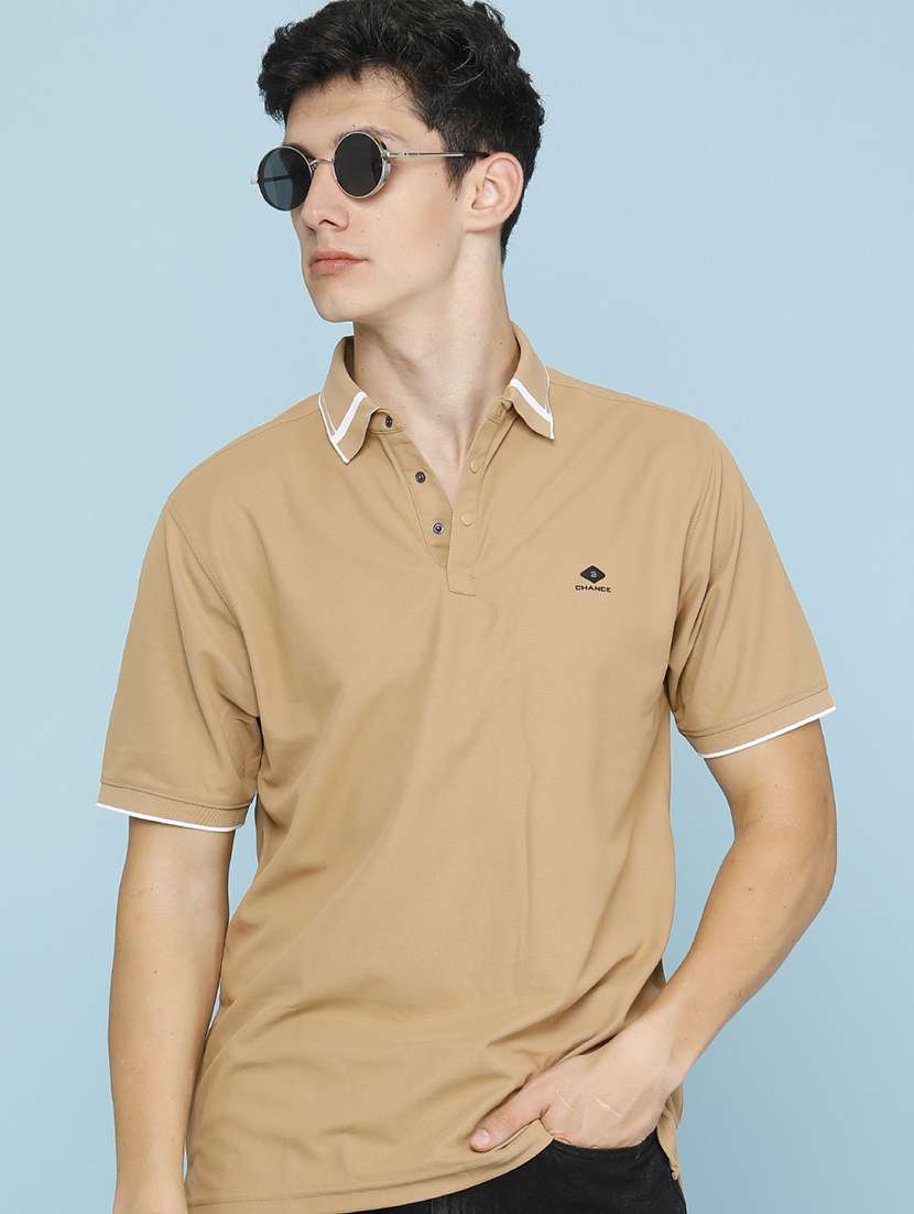 men solid short sleeve regular fit polo t-shirt