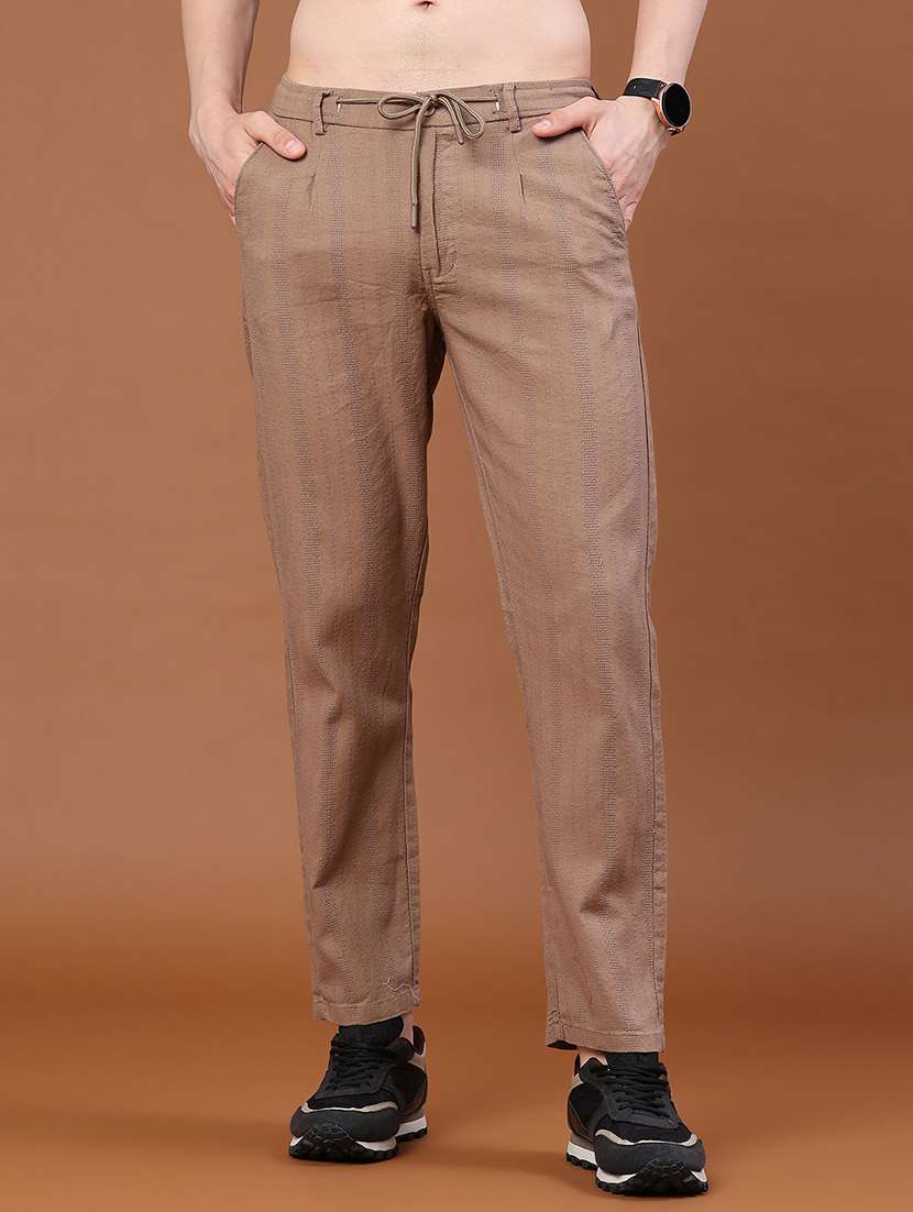 men self design mid rise flat front trouser