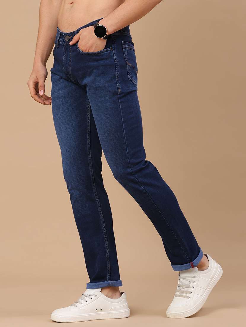 men washed mid rise full length slim fit jeans - 22438769 -  Standard Image - 3