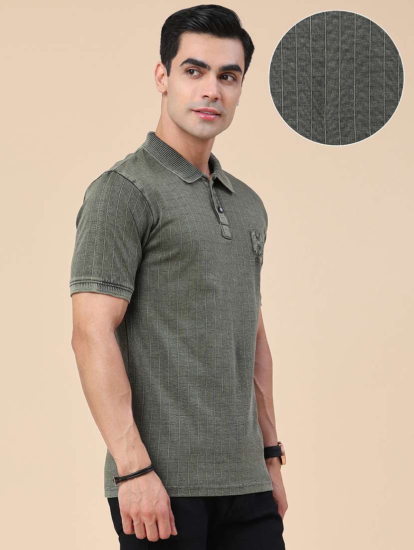 men textured short sleeve slim fit polo t-shirt - 22438794 -  Standard Image - 3
