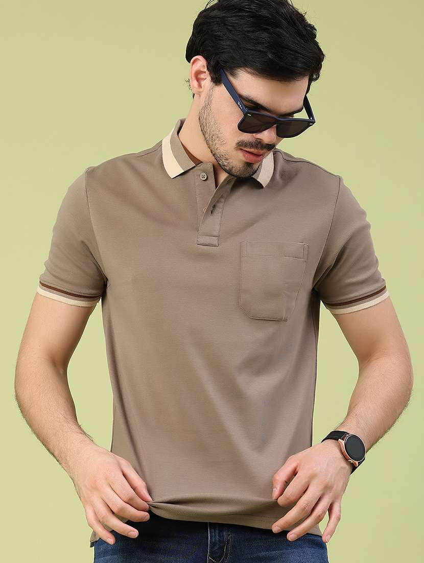 men solid short sleeve slim fit polo t-shirt