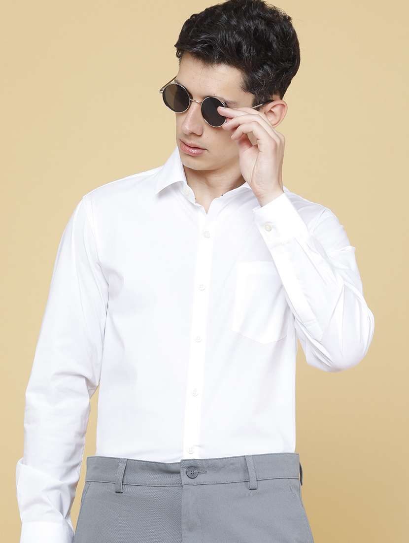 men solid long sleeve slim fit formal shirt