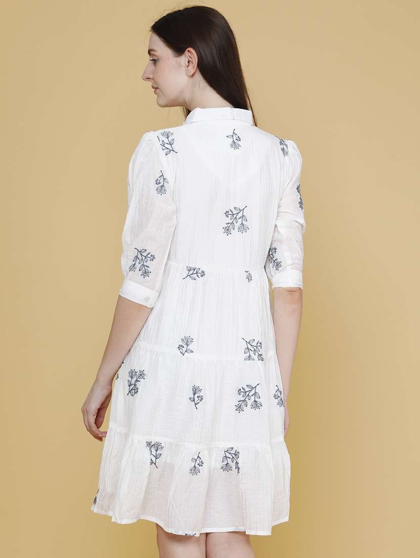 women embroidered collared tiered dress - 22438997 -  Standard Image - 3