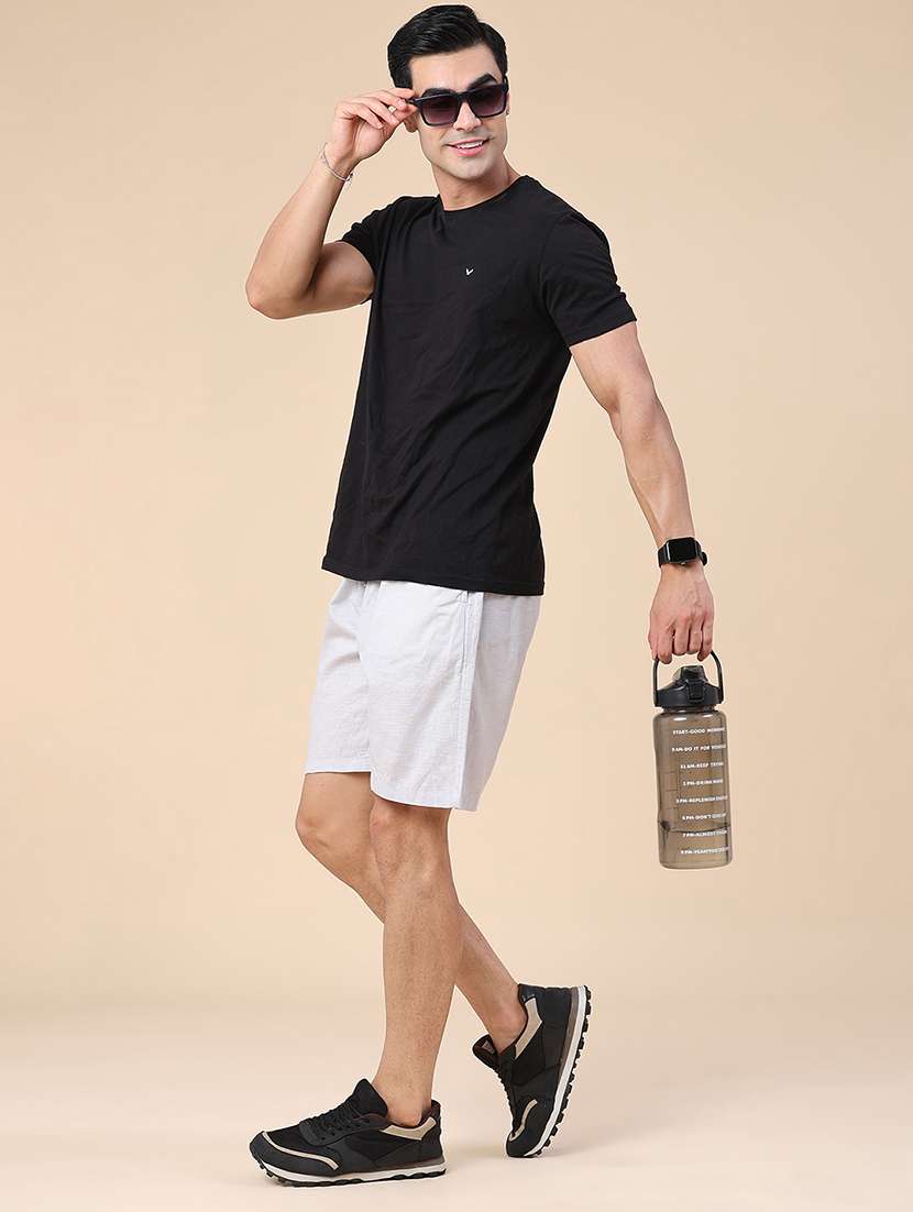 men solid mid rise regular fit shorts - 22439011 -  Standard Image - 5