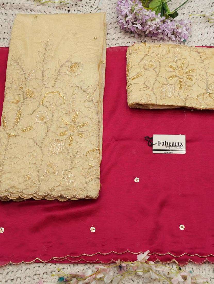 women solid with work flared unstitched lehenga choli set - 22439061 -  Standard Image - 3