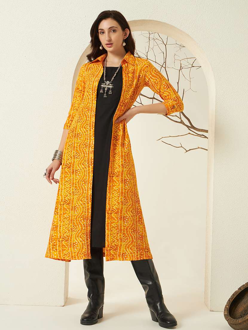 women bandhani three quarter sleeve ethnic shrug