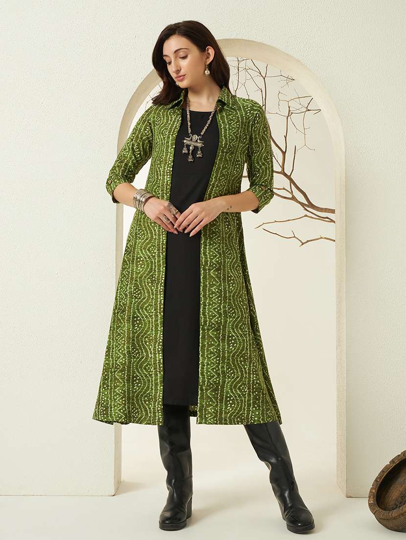 women bandhani three quarter sleeve ethnic shrug