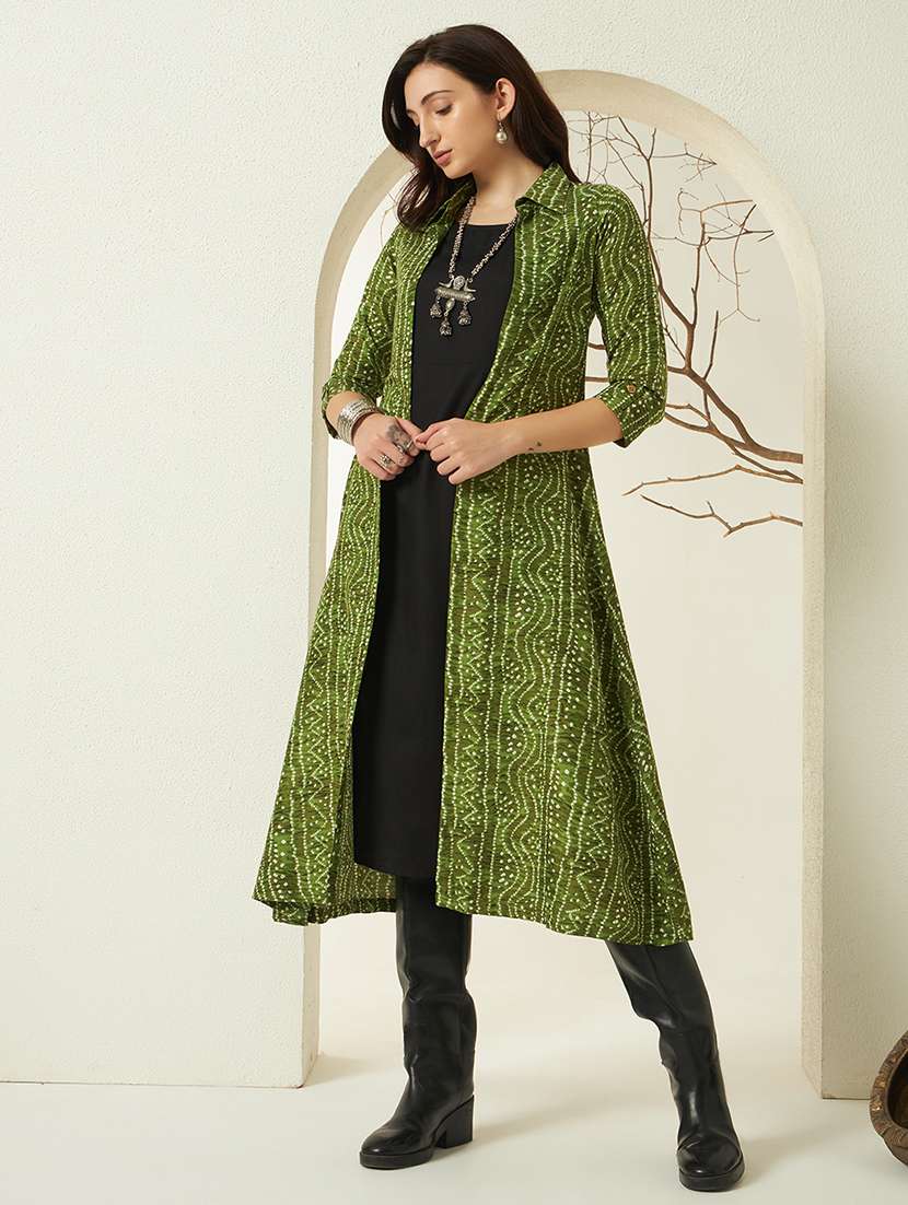 women bandhani three quarter sleeve ethnic shrug - 22439070 -  Standard Image - 3