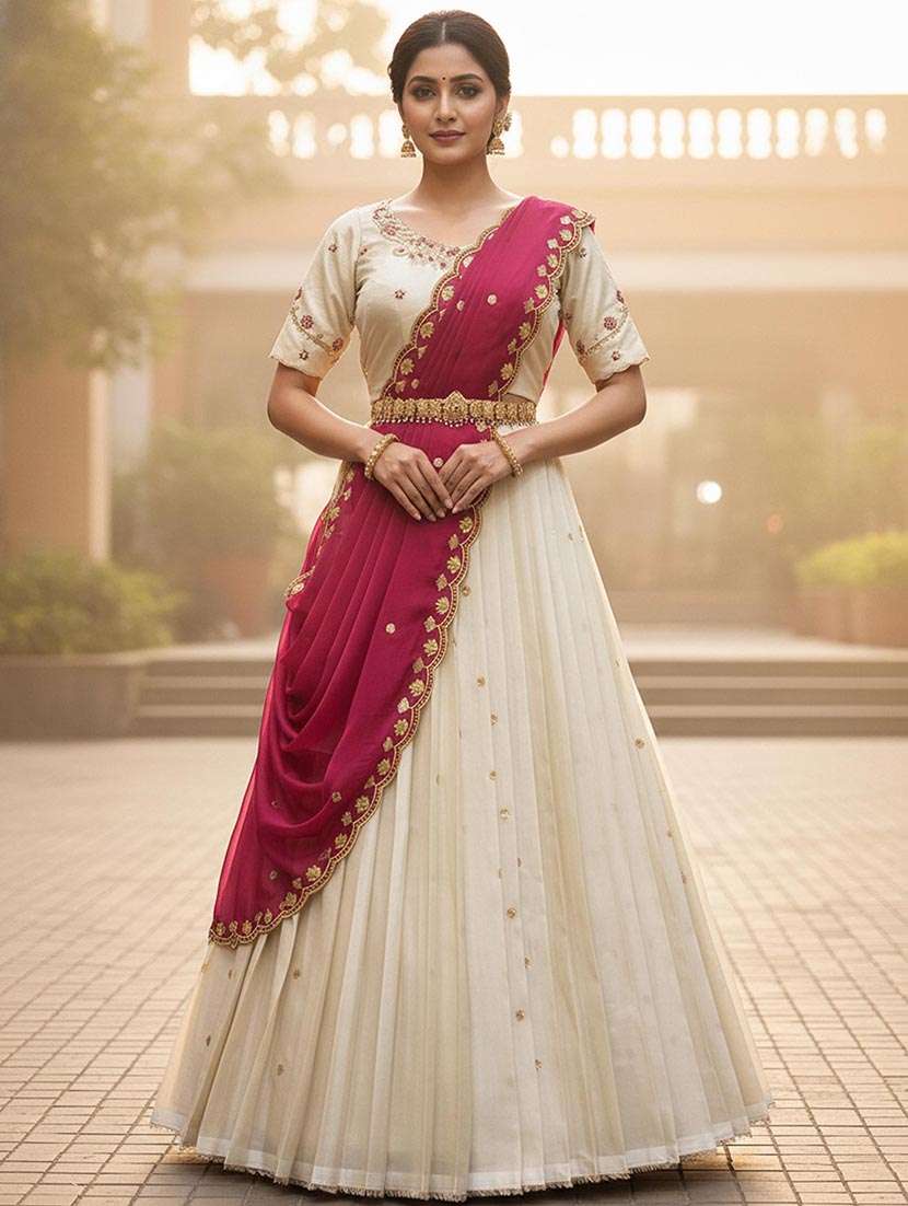 women embroidered flared unstitched lehenga choli set