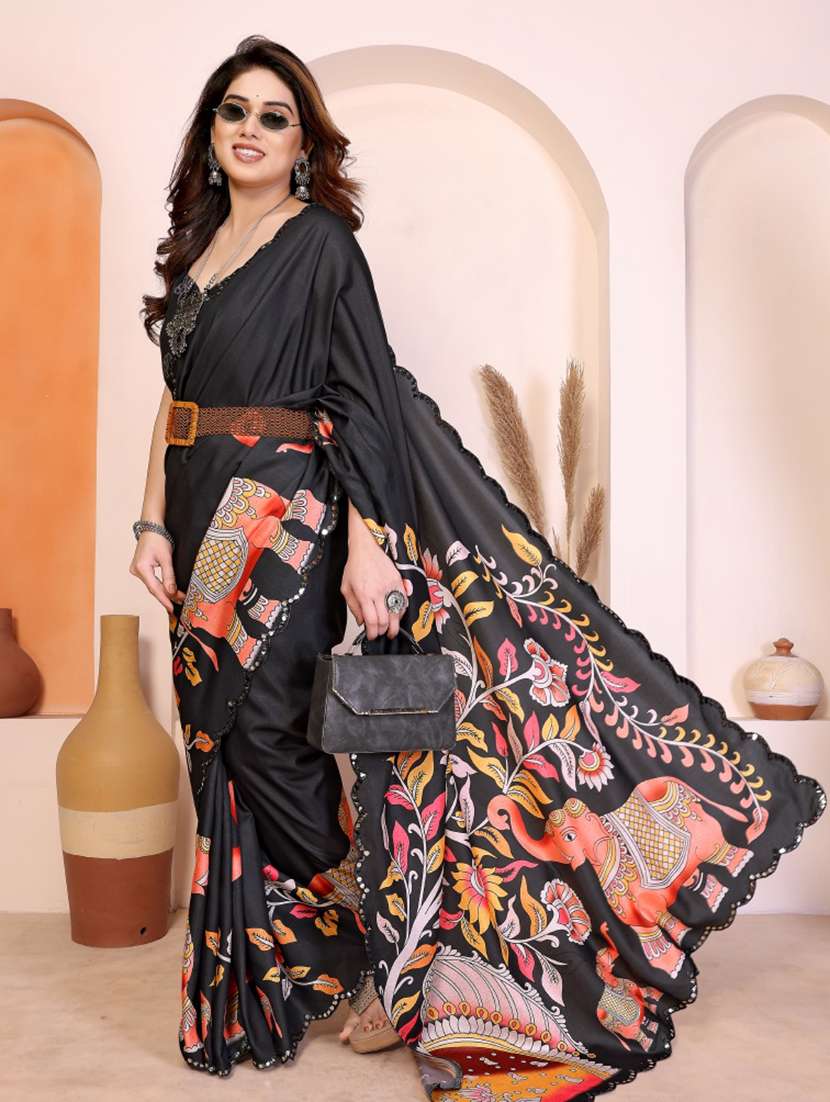 women kalamkari printed saree with blouse - 22439188 -  Standard Image - 3