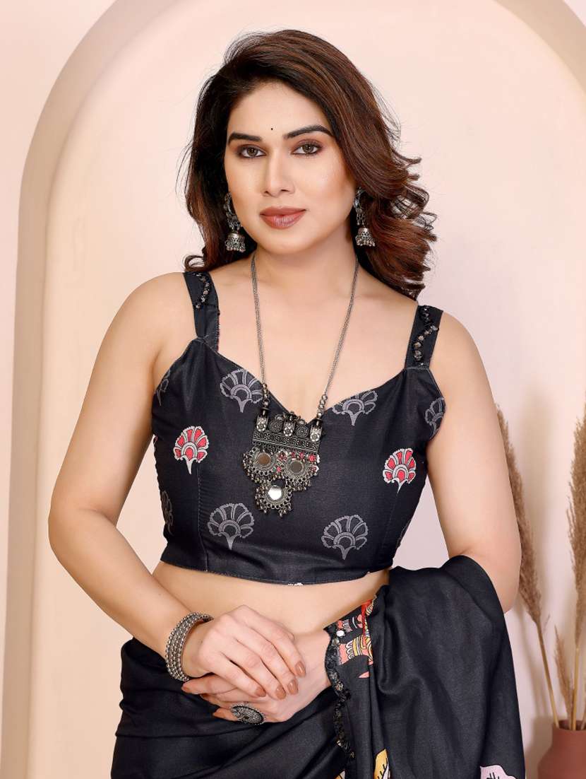 women kalamkari printed saree with blouse - 22439188 -  Standard Image - 5