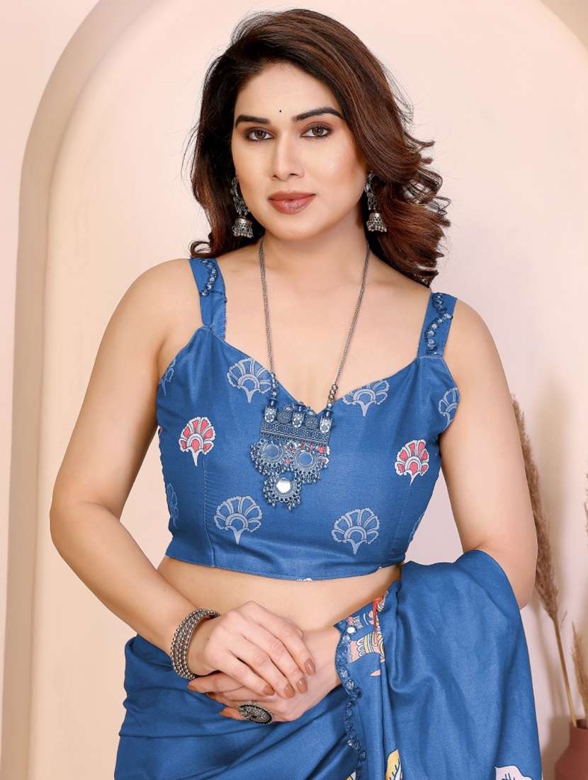 women kalamkari printed saree with blouse - 22439189 -  Standard Image - 5