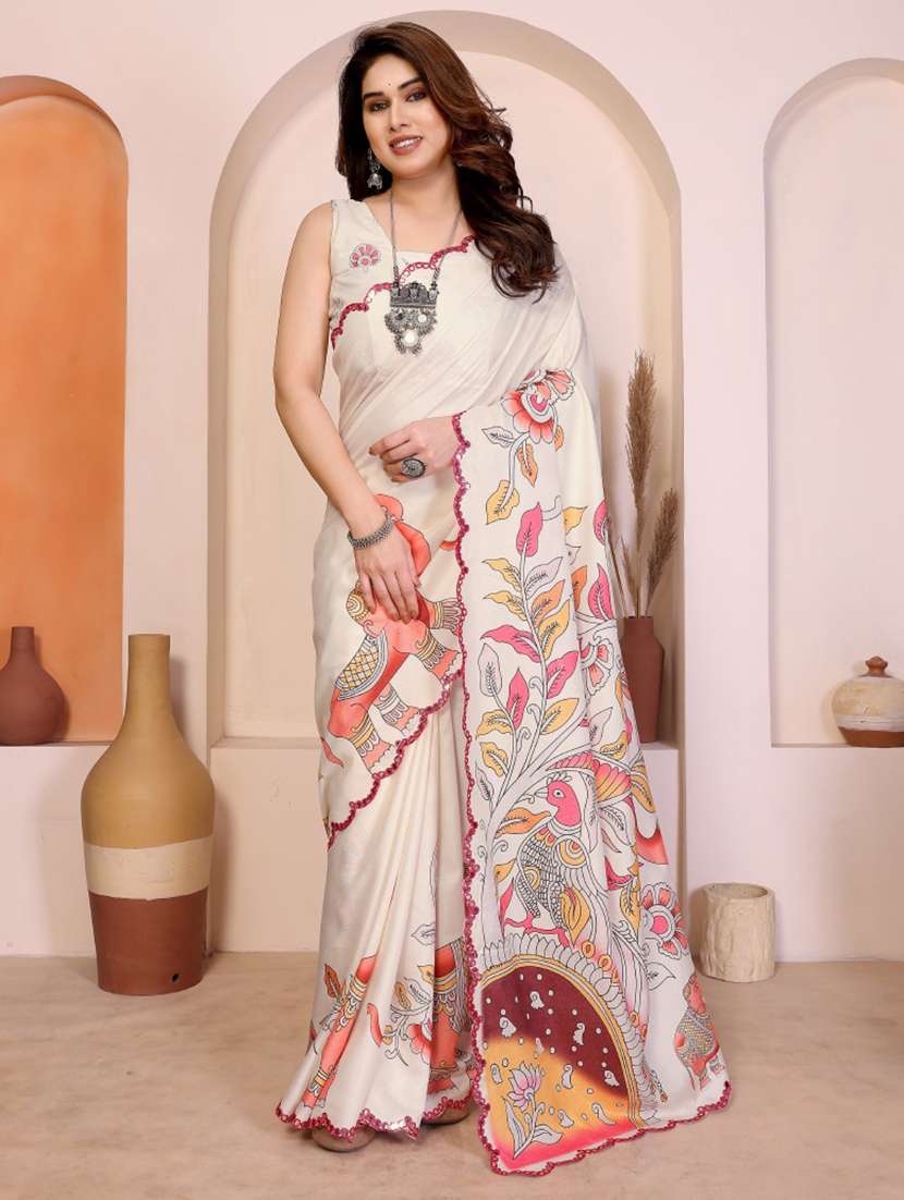 women kalamkari printed saree with blouse