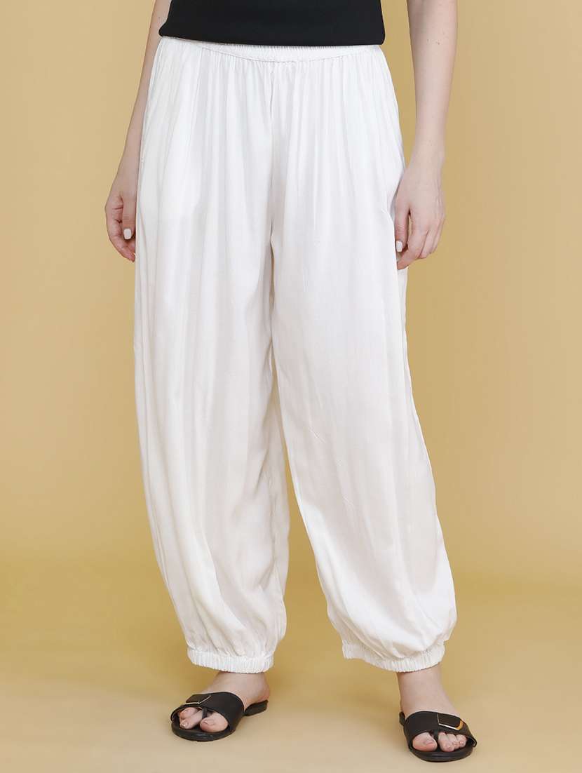 women solid mid rise harem salwar