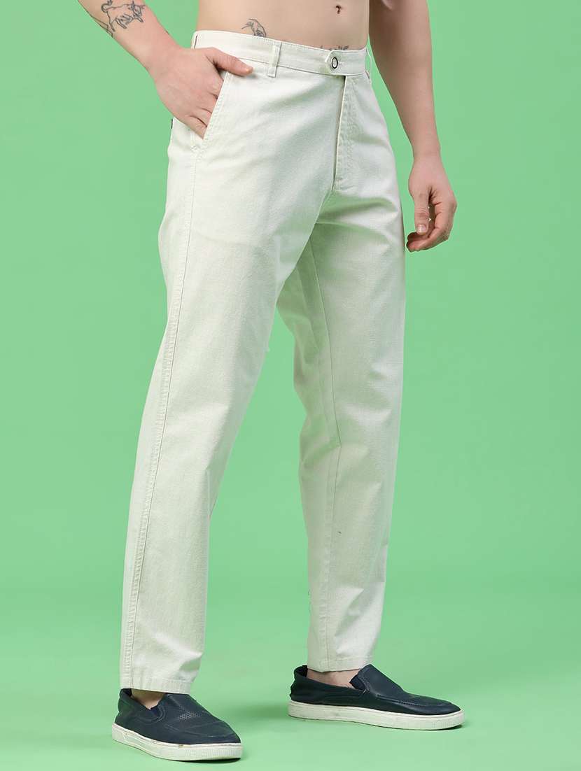 Men Solid Mid Rise Chinos Casual Trouser - 22439403 -  Standard Image - 3