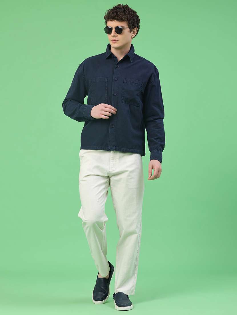 Men Solid Mid Rise Chinos Casual Trouser - 22439403 -  Standard Image - 5