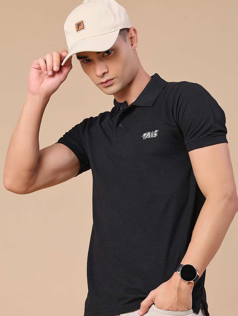 men solid short sleeve regular fit polo t-shirt