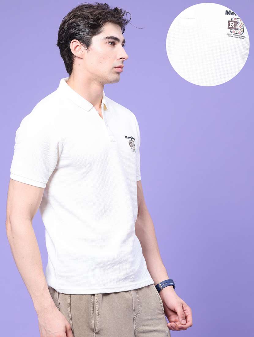 Men Textured Short Sleeve Slim Fit Polo T-shirt - 22439415 -  Standard Image - 3