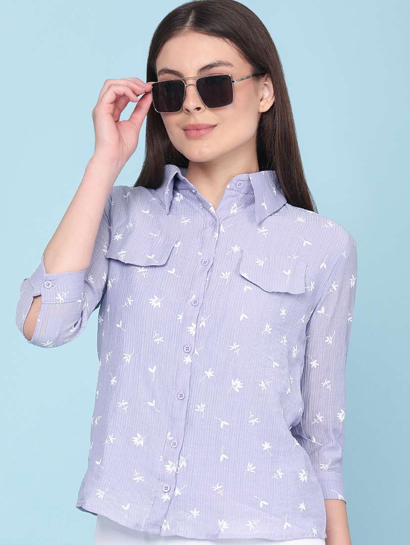women printed three quarter sleeves regular shirt