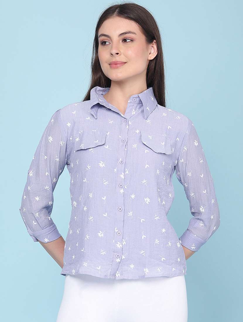 women printed three quarter sleeves regular shirt - 22439453 -  Standard Image - 3