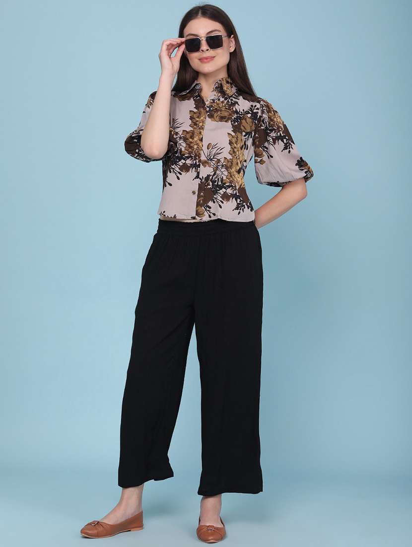 women printed puff sleeves collared regular shirt - 22439458 -  Standard Image - 5
