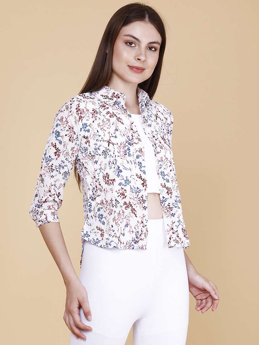 women printed three quarter sleeves regular shirt - 22439460 -  Standard Image - 3