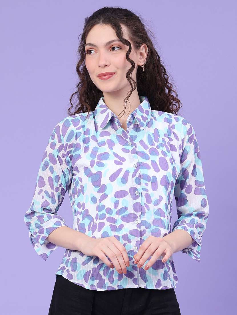 women printed three quarter sleeves regular shirt