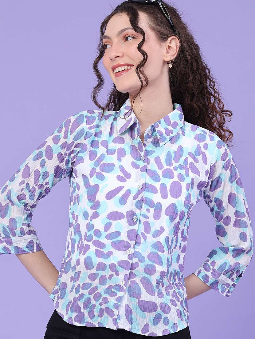 women printed three quarter sleeves regular shirt - 22439470 -  Standard Image - 3